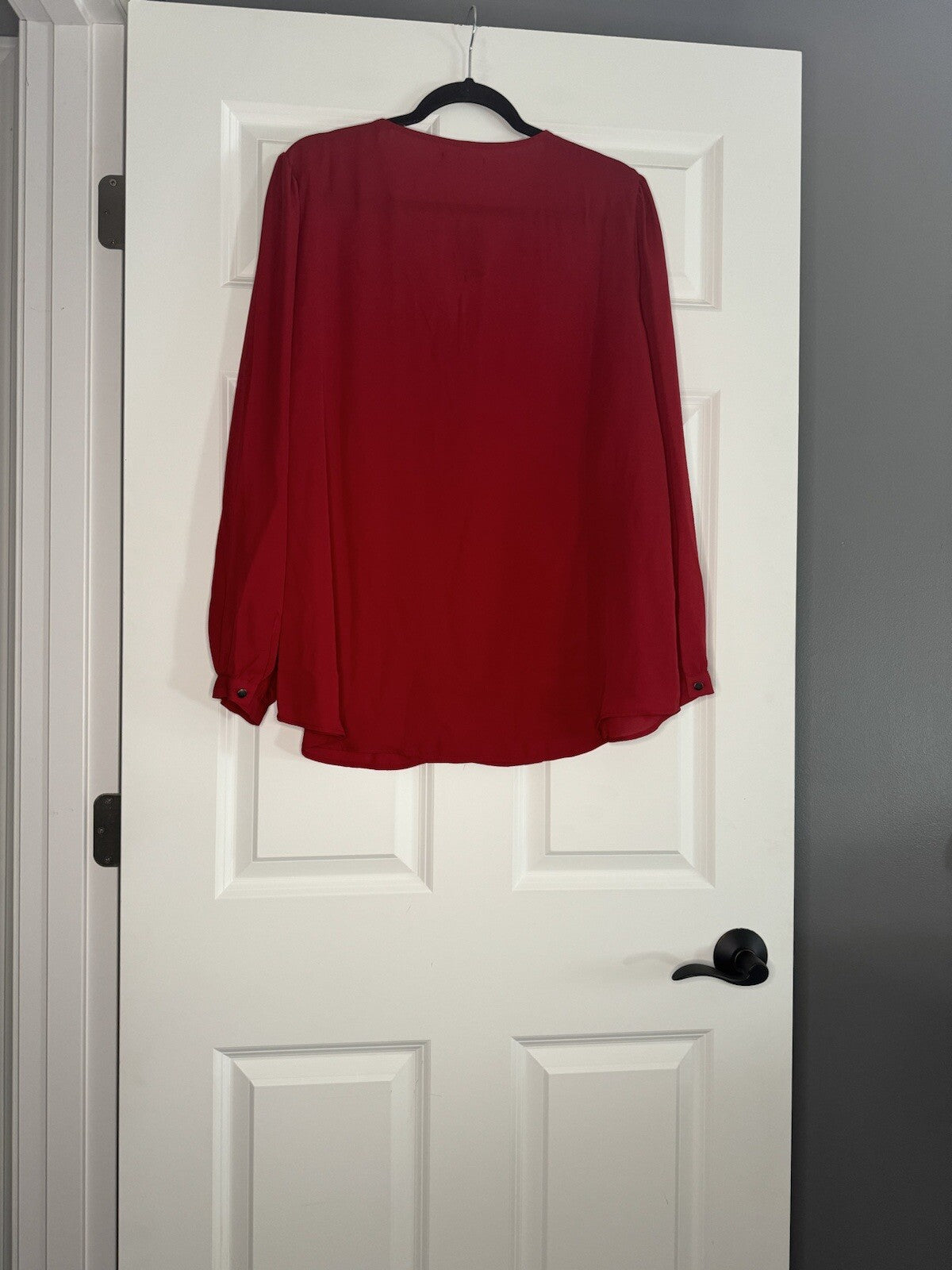 Maurice’s Long Sleeve Blouse Red W Beading Down Center And Collar Xl Red Xl Nwt 