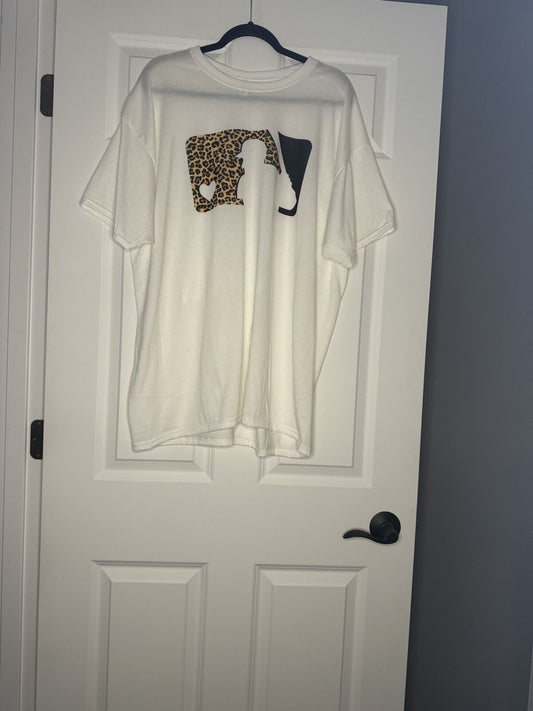 Jerzees T Shirt Baseball Logo 2xl Brown Black White Animal Print