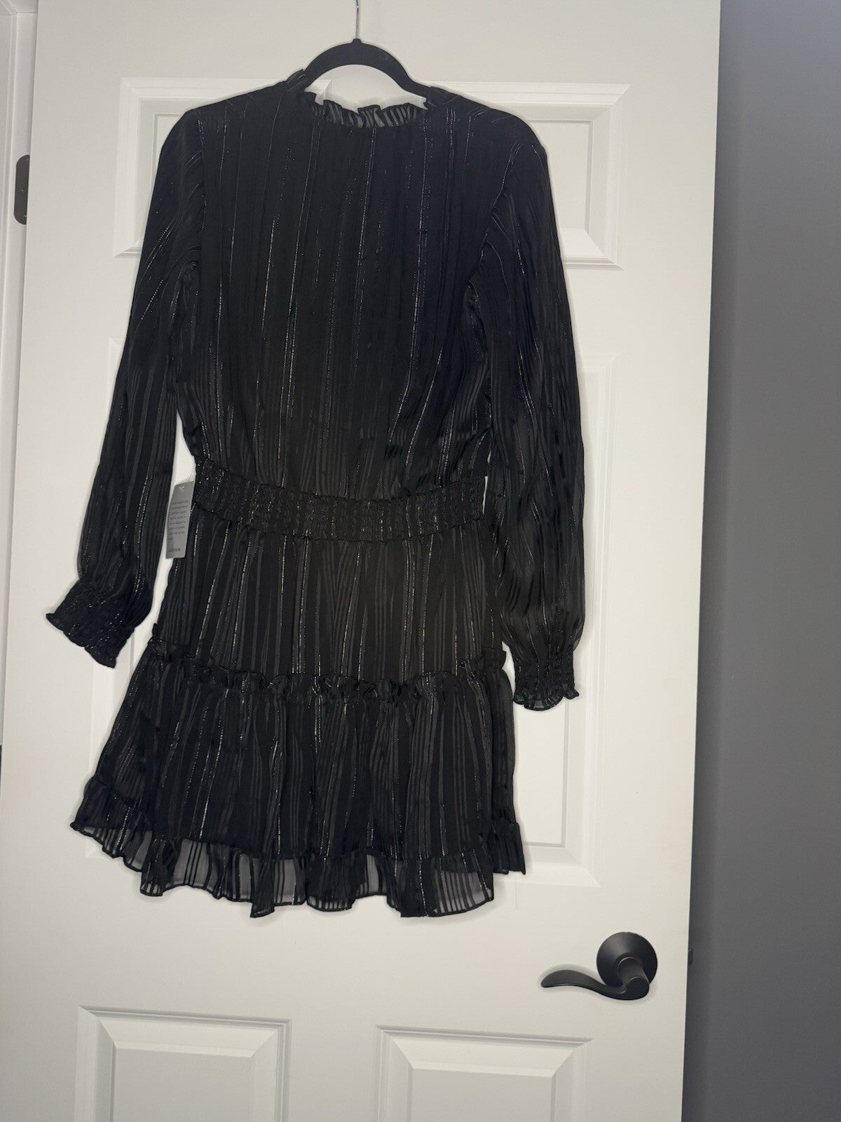 NSR Long Sleeve Dress Black With Silver Stripes Large Nwt 