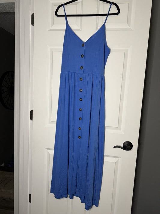 Venus Sleeveless Dress Large Blue Button Decor New Without Tags