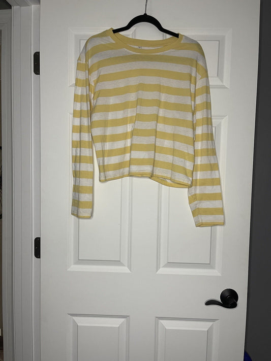 Z supply long sleeve blouse medium yellow white stripe