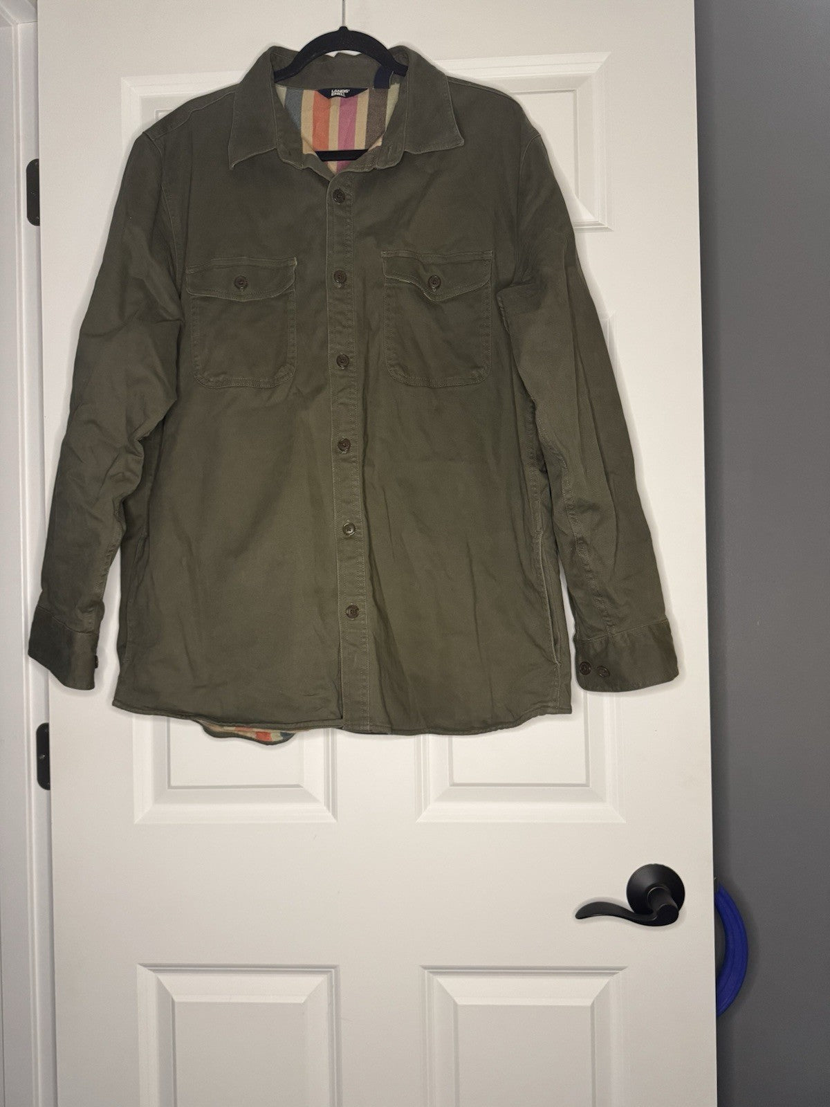 Lands End Traditional Fit Men’s Shacket Large 42-44 Green