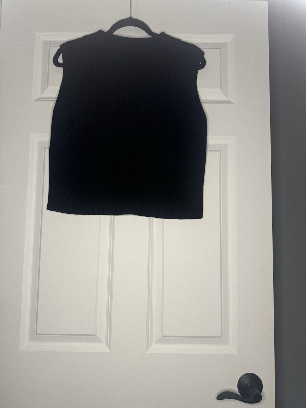 First Love Large Sleeveless Button Up Sweater Ribbed Black Nwt 46