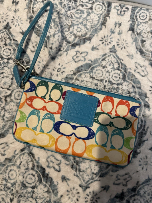Coach Wristlet Blue Orange Green Purple 