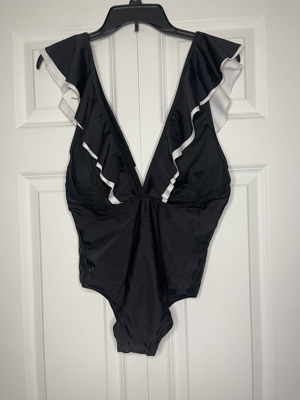 Marina West one piece swimsuit black and white ruffle nwt 50 uv