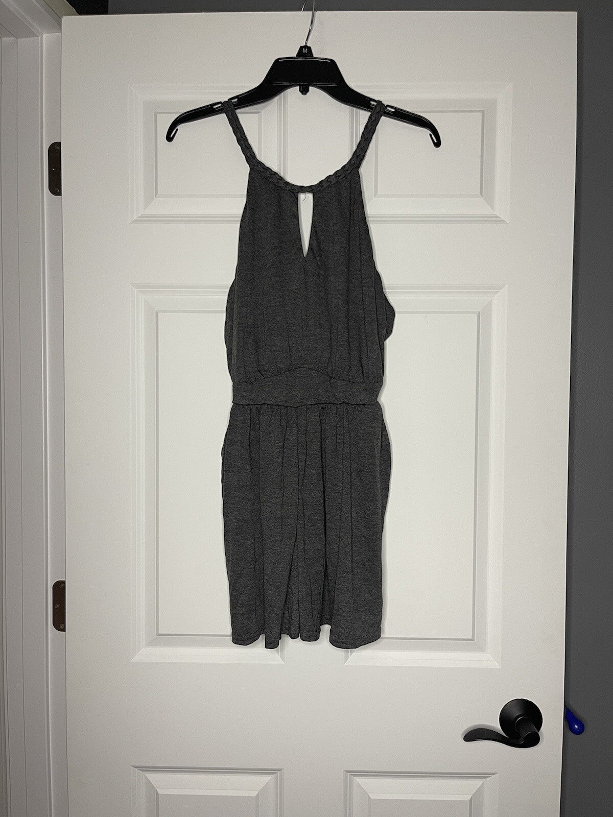 Impressions sleeveless shorts romper with pockets gray nwt