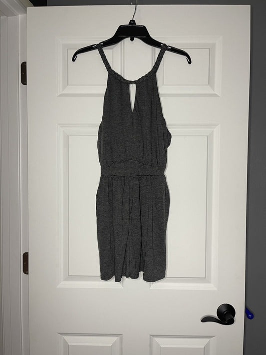 Impressions sleeveless shorts romper with pockets gray nwt