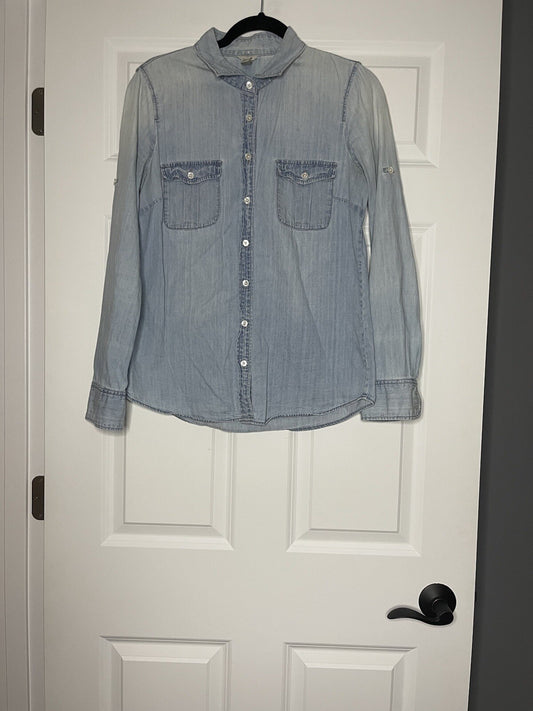J crew button up blouse size 6 light blue