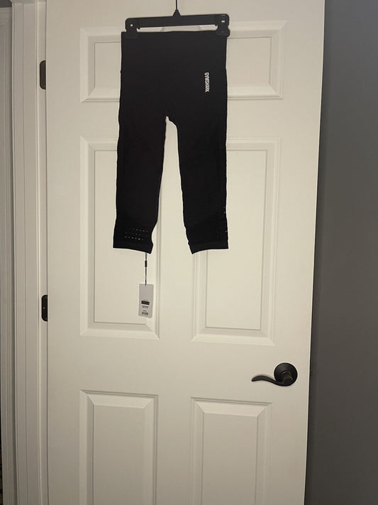 Gymshark Energy Seamless Cropped Leggings Black Small Nwt 