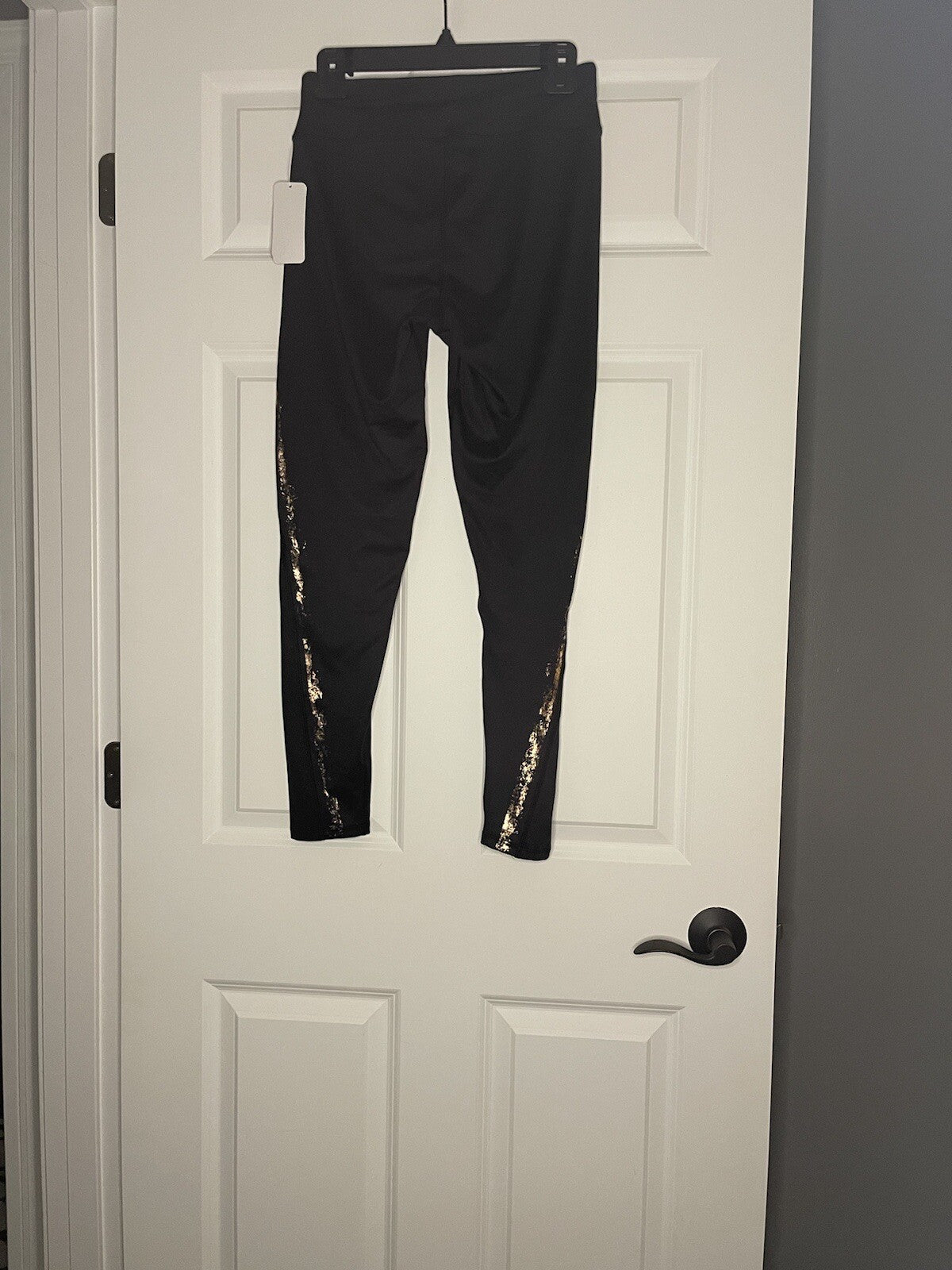 Splendid Leggings Small Black With Gold Down Sides Nwt 