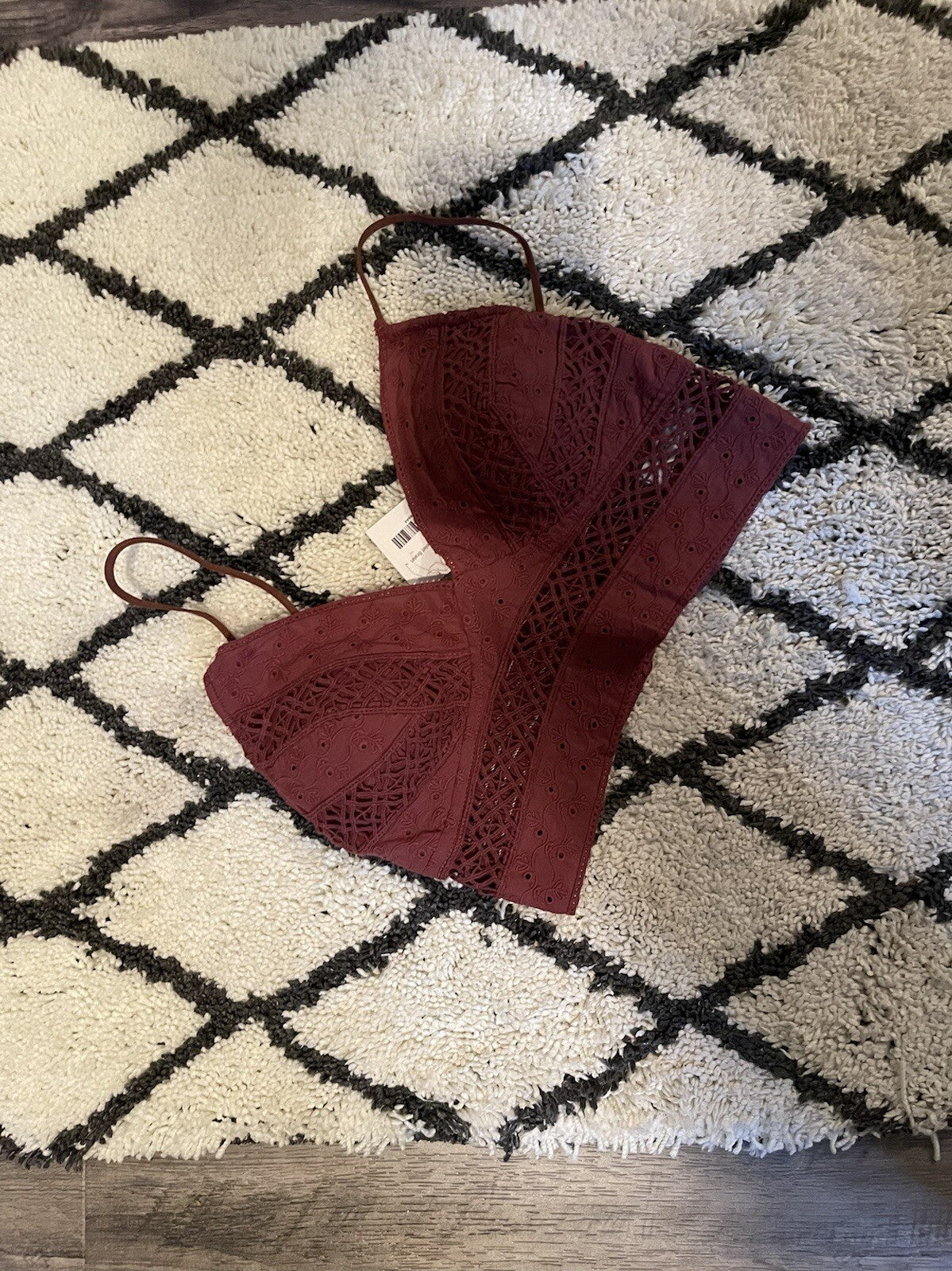 Listicle Hannah Eyelette bralette medium red NWT