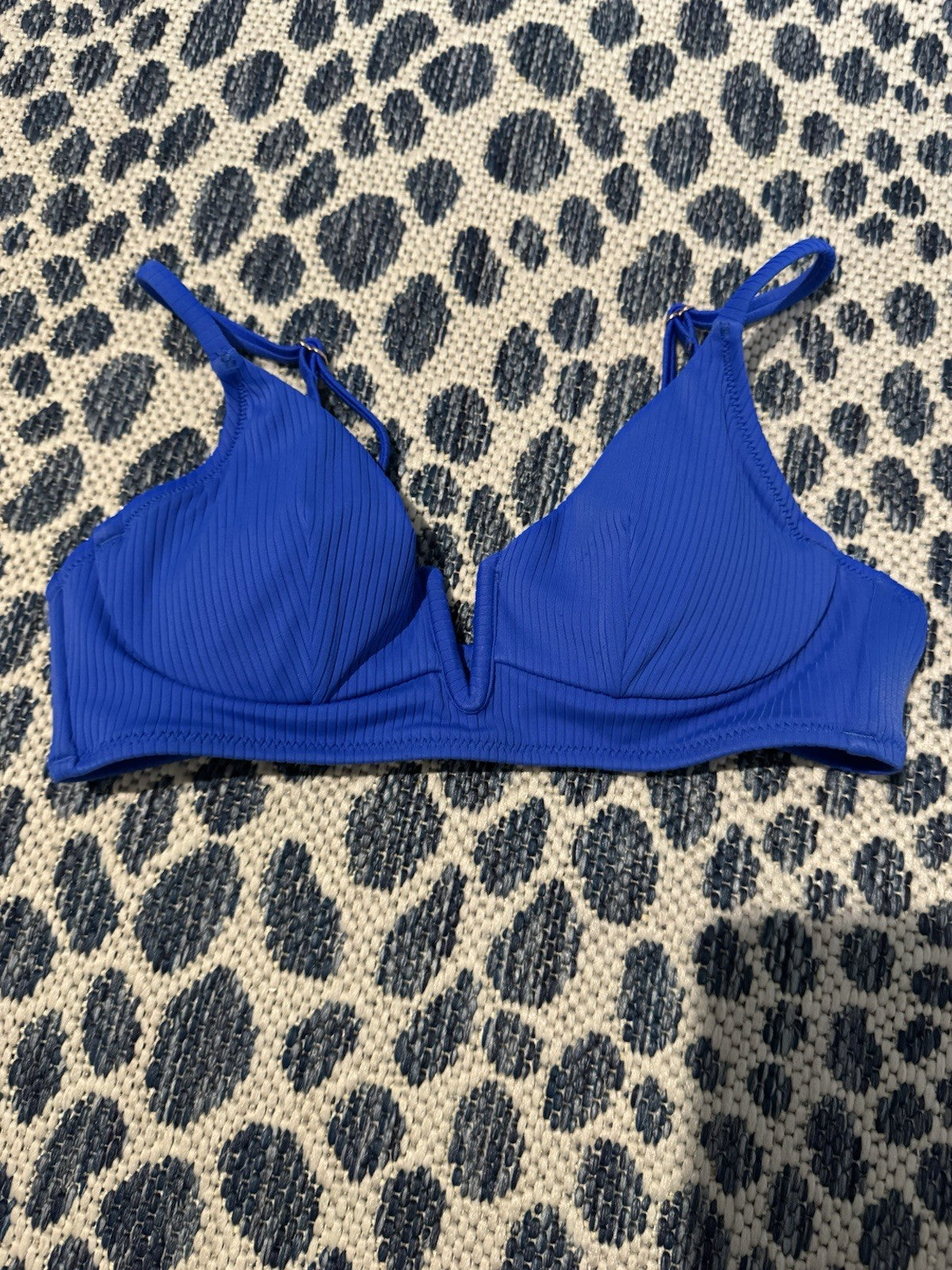 Shade N Shore Bikini Top Blue Ribbed 32b