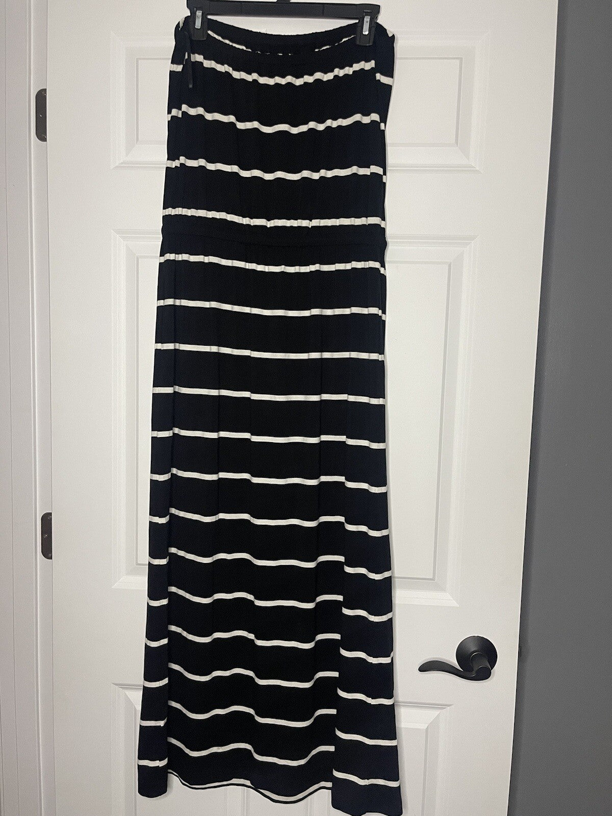 J Crew Strapless Dress Black White Stripe Medium