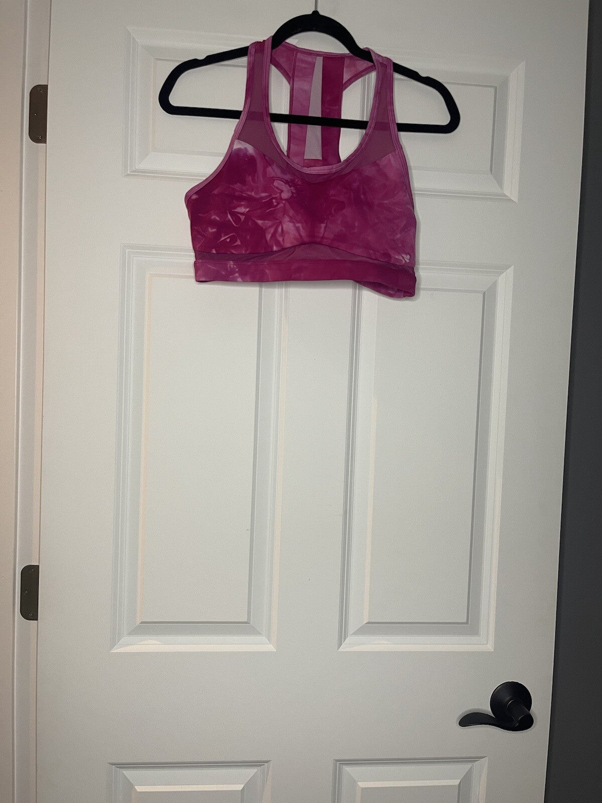 Zyia active two piece outfit crop leggings 6-8 bra large pink tie dye No Padding