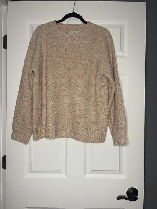Loft sweater large pink green multi NWT