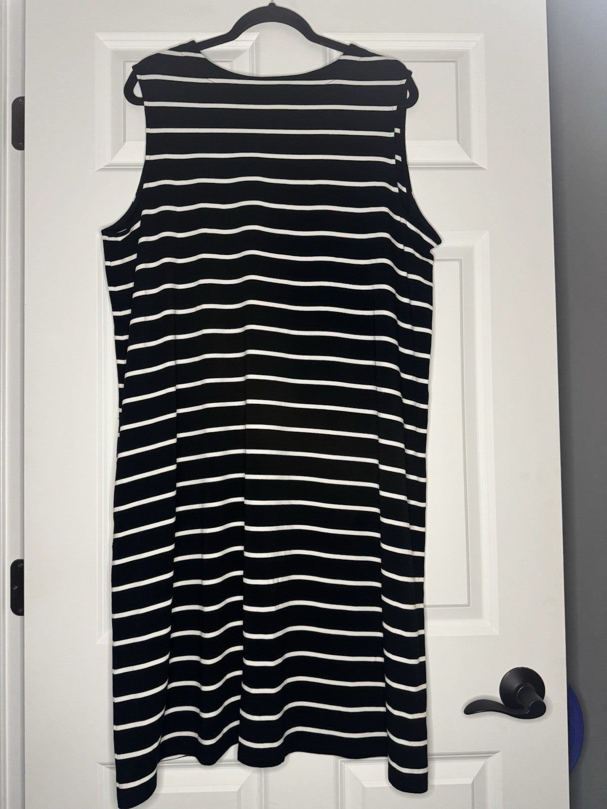 J Jill Wearever Collection Sleeveless Dress Black White Stripe Xl