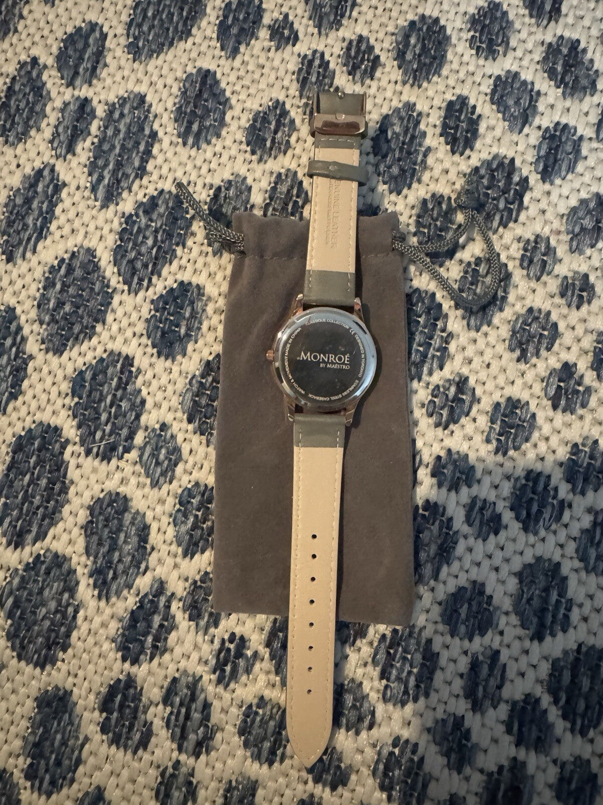 Monroe Classique Water Resistant Watch Gray Leather New In Bag 