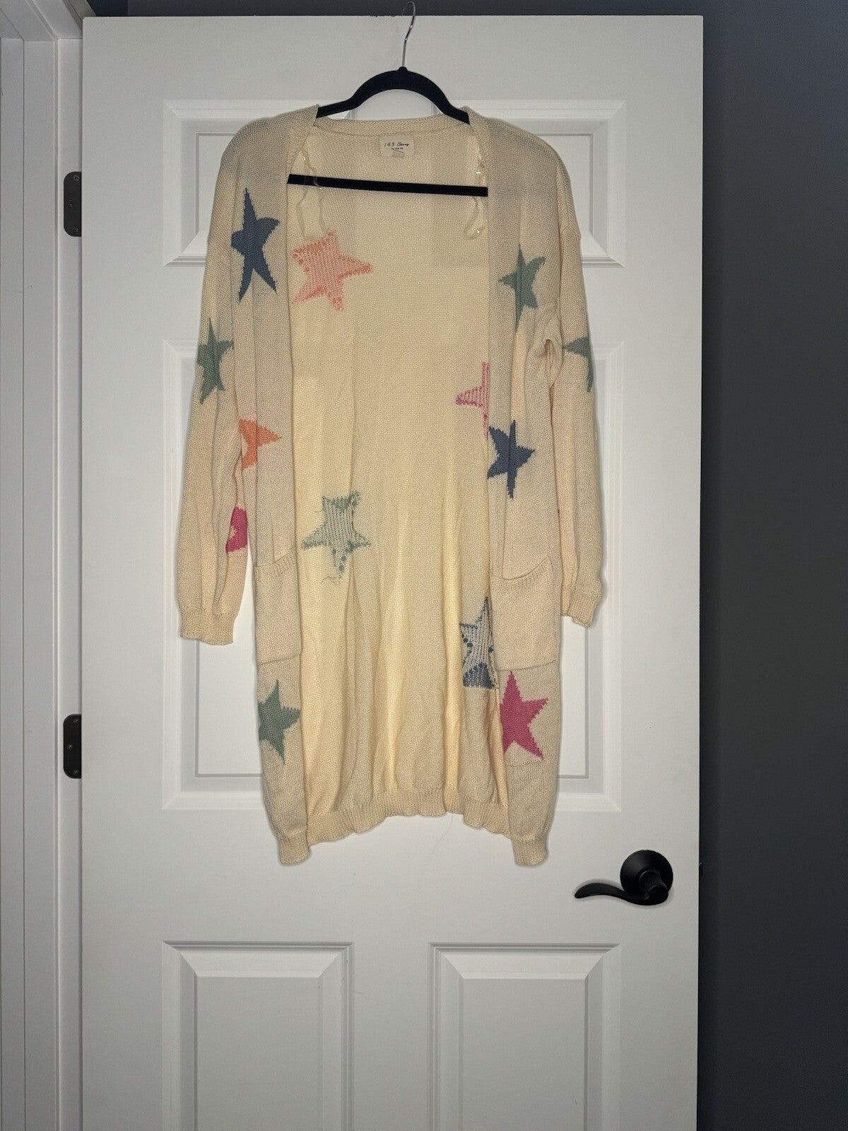143 Story Cardigan Star Print Cream W Multi Color Print 