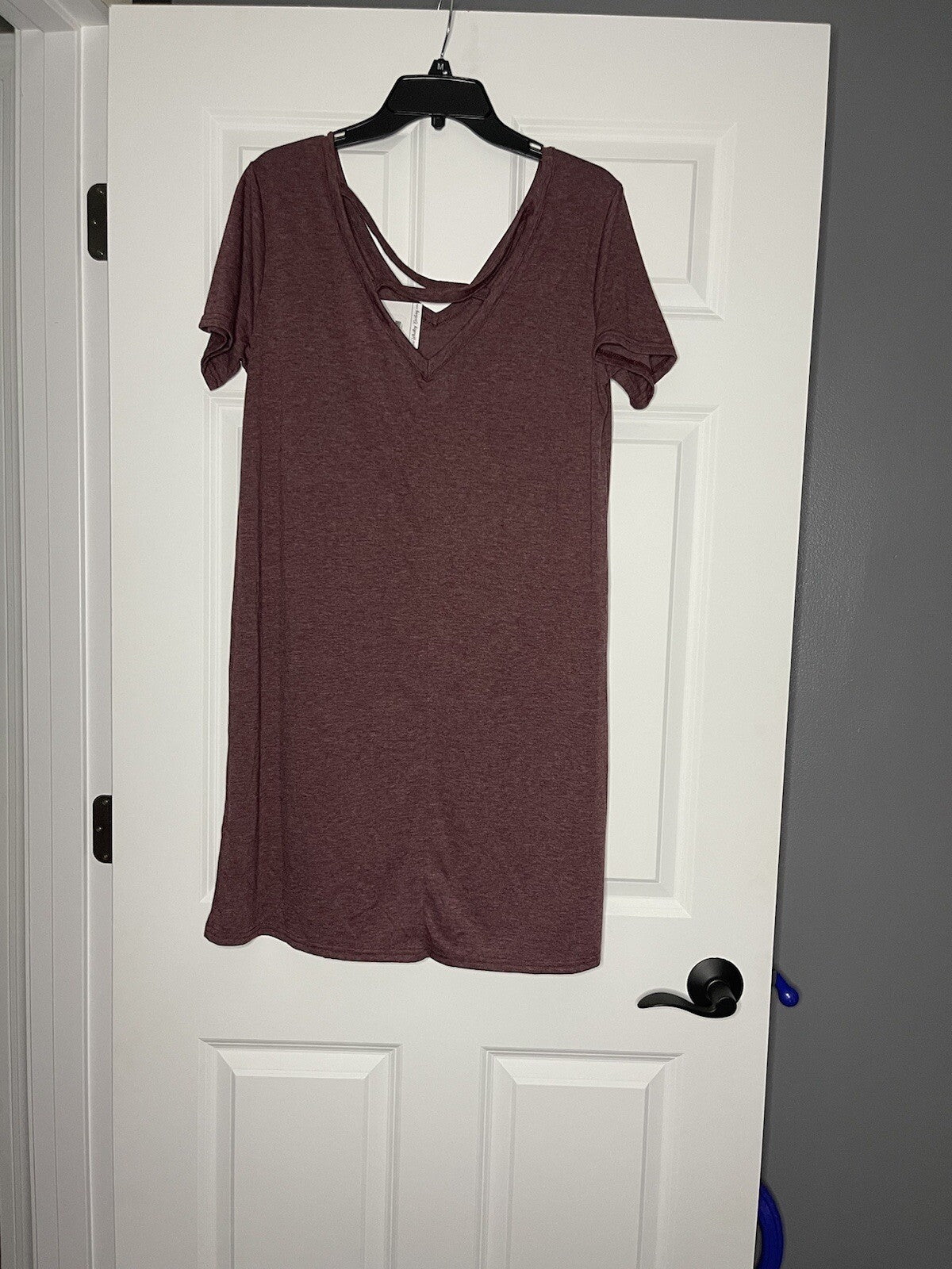 Yelete short sleeve dress medium heathered maroon NWT