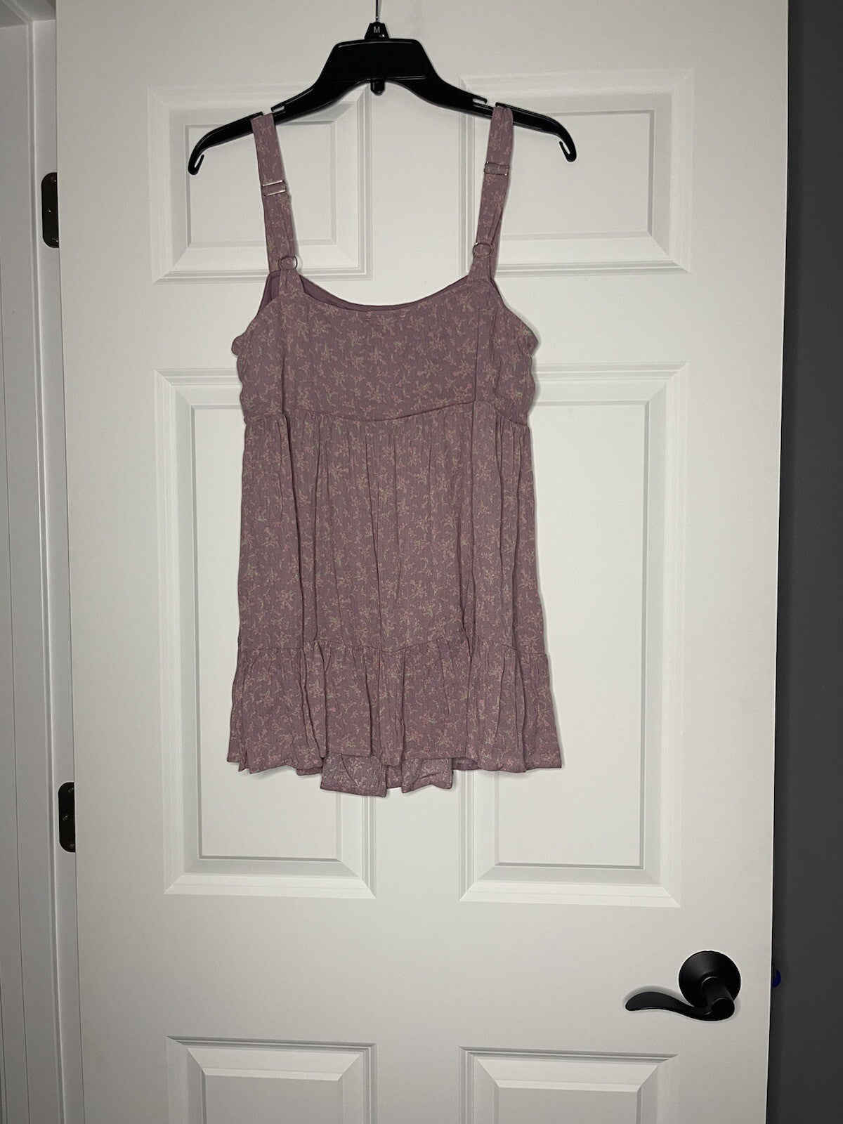 White Birch sleeveless blouse small purple with pink and green floral NWT 