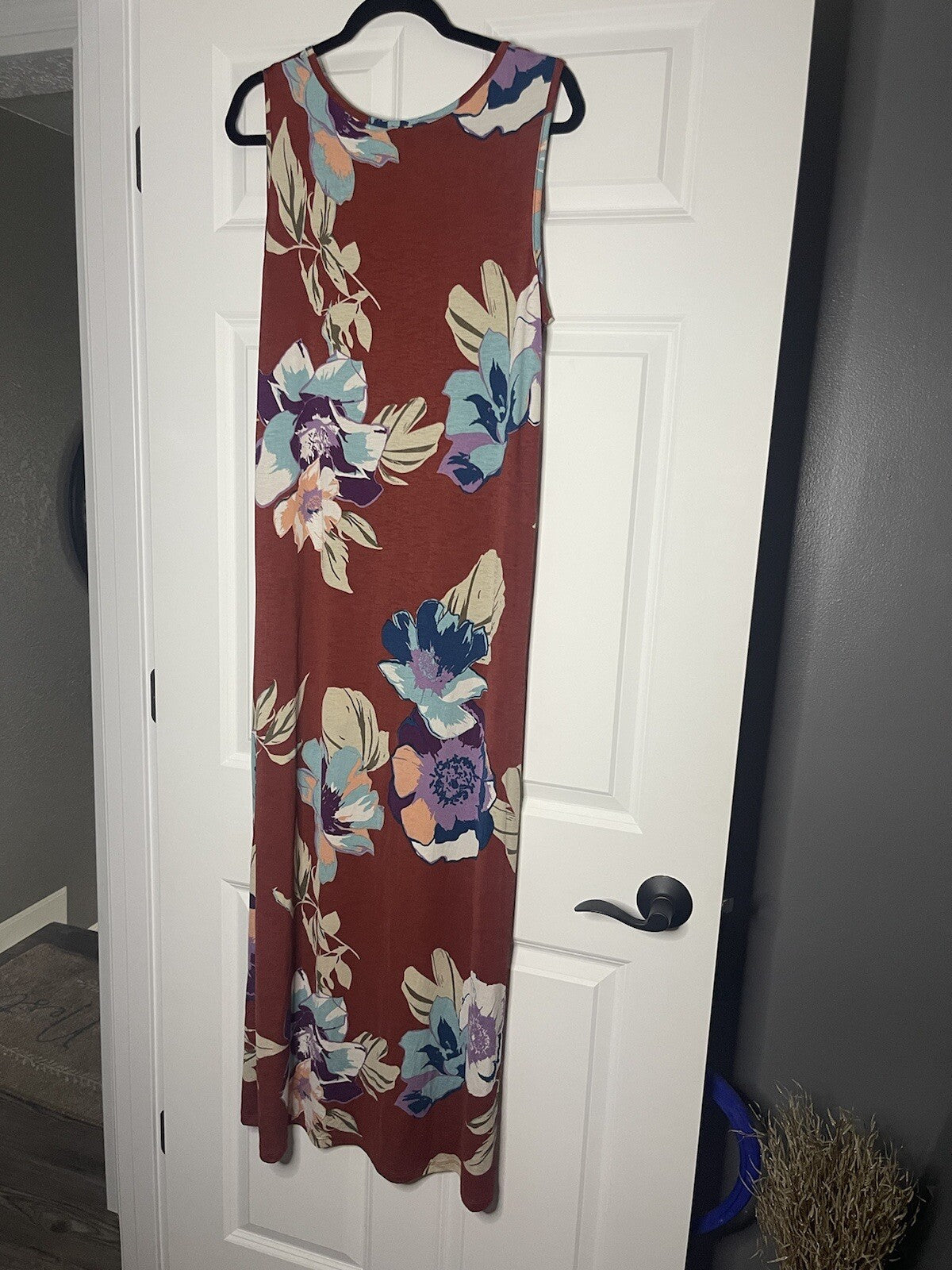 Lime n chili sleeveless dress large red rust w multicolor floral 