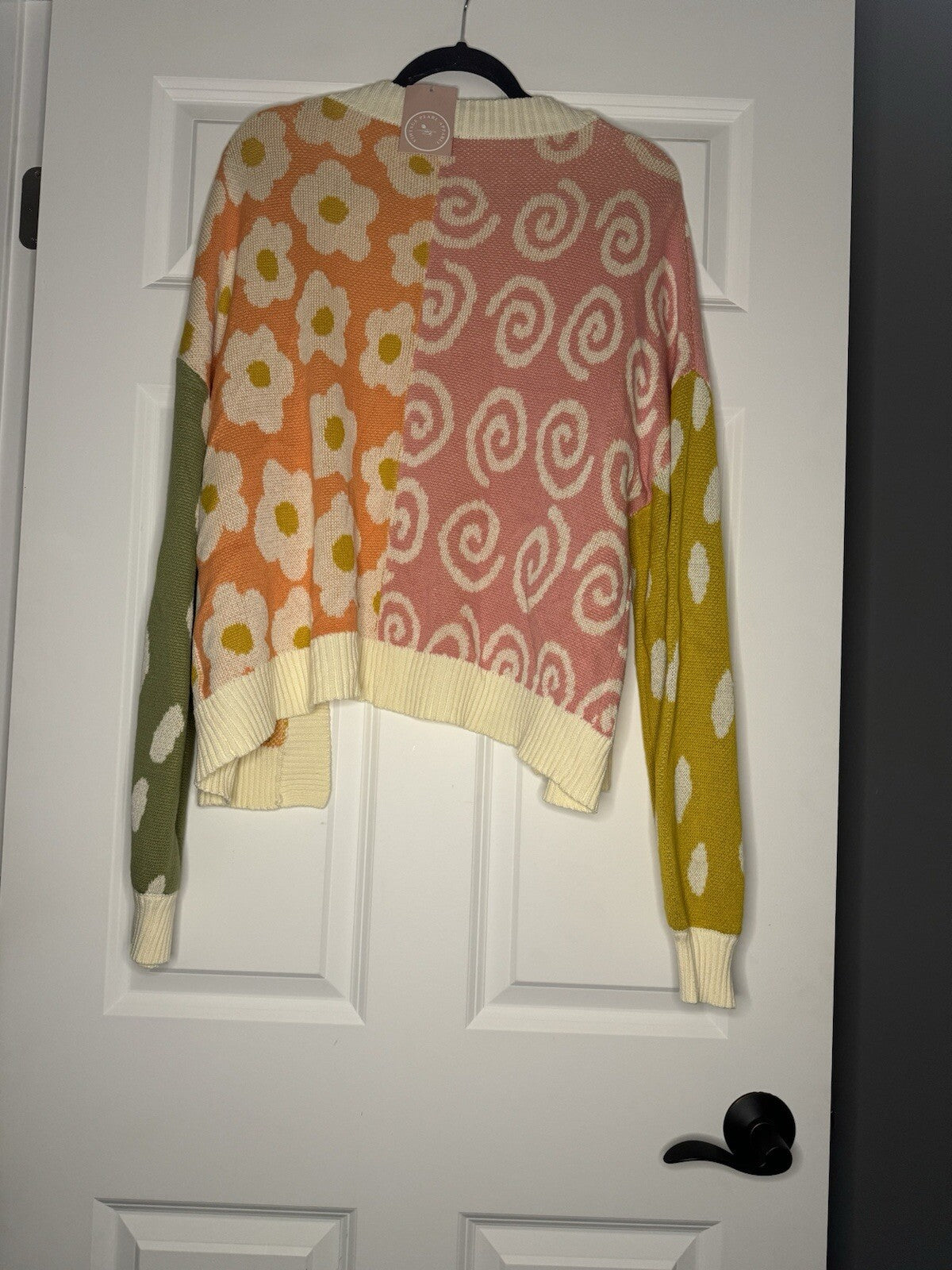 Very J Cardigan Medium Mixed Print Multicolor Nwt 42.99