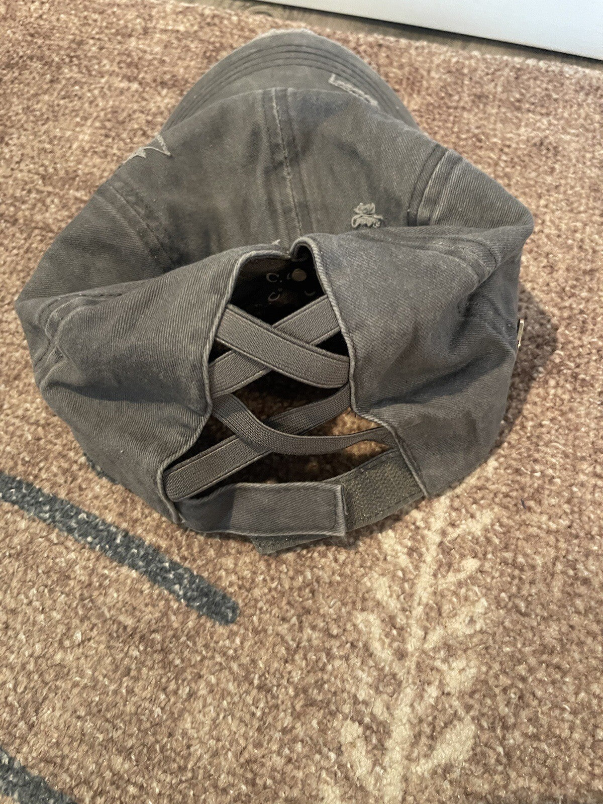 Cc Gray Baseball Cap Distressed 