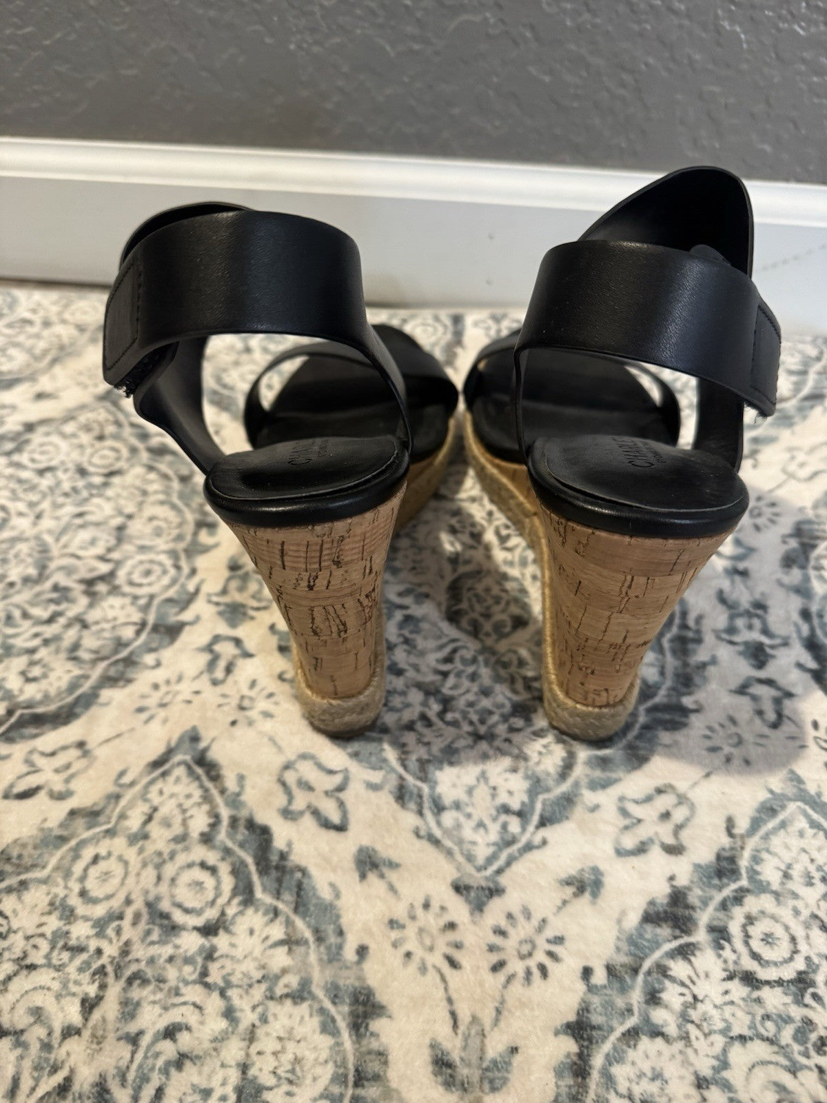 Charles By Charles David Wedge Sandals 9 Black