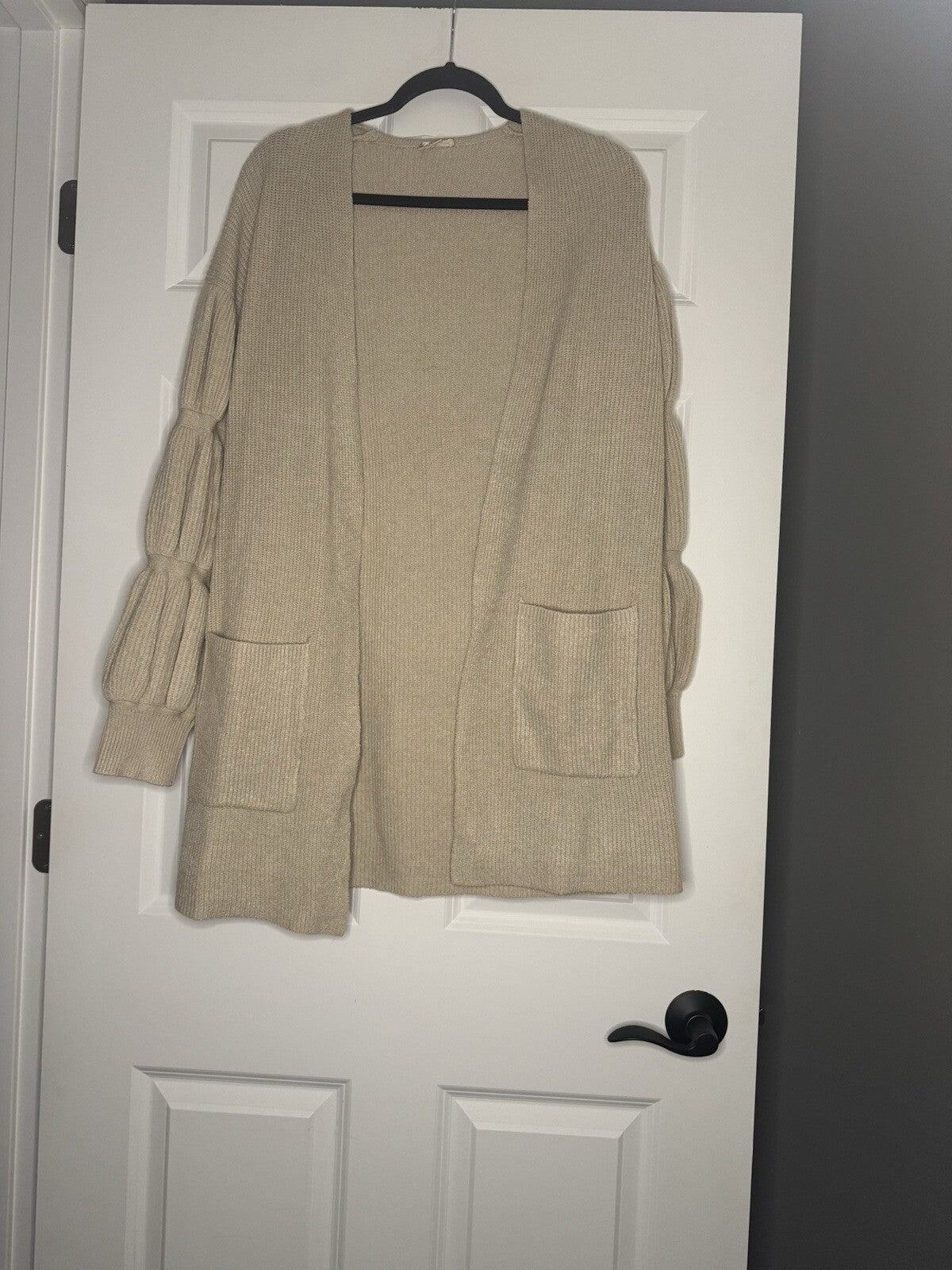 Hem And Thread Cardigan Ribbed Tan Medium Nwt 