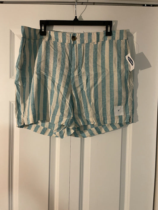 Old Navy everyday shorts size 14 beige and blue striped nwt 