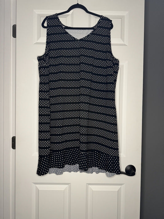 Lands End Swimsuit Coverup 2xl Black With White Polka dots 