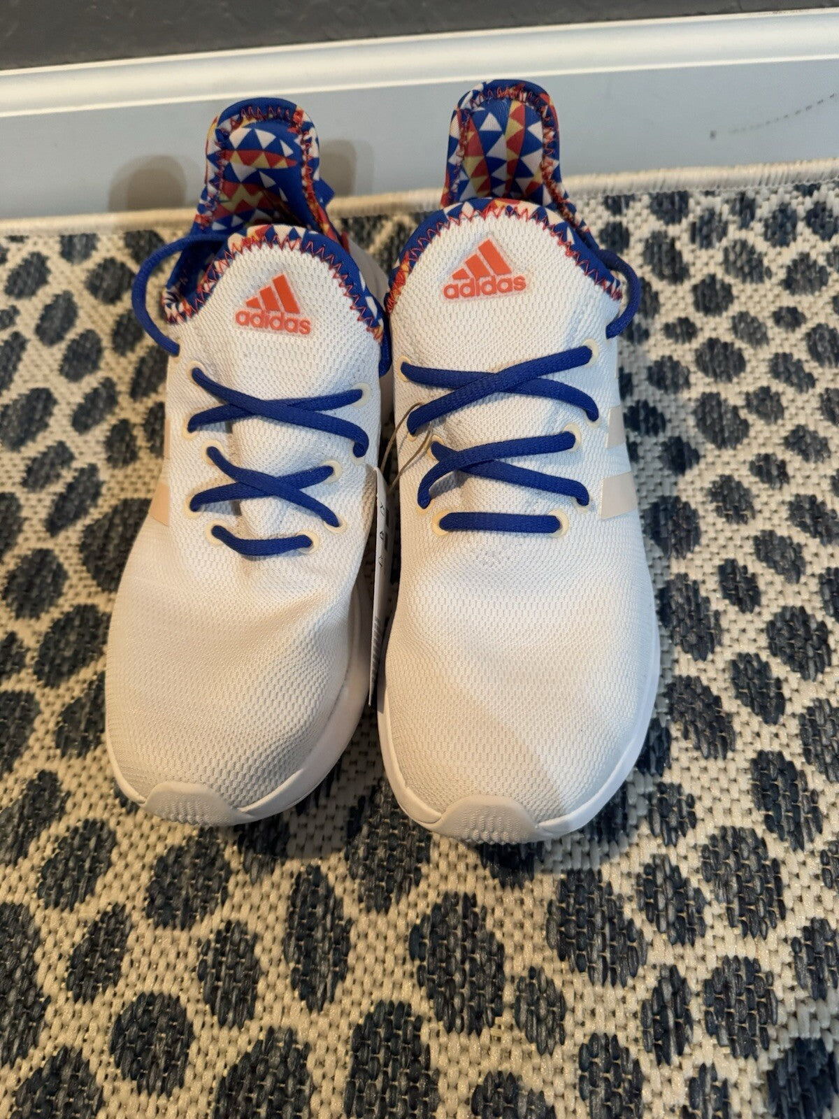 Adidas Cloud foam Pure Running Shoes 7.5 White W Blue Pink Multicolor Brand New 
