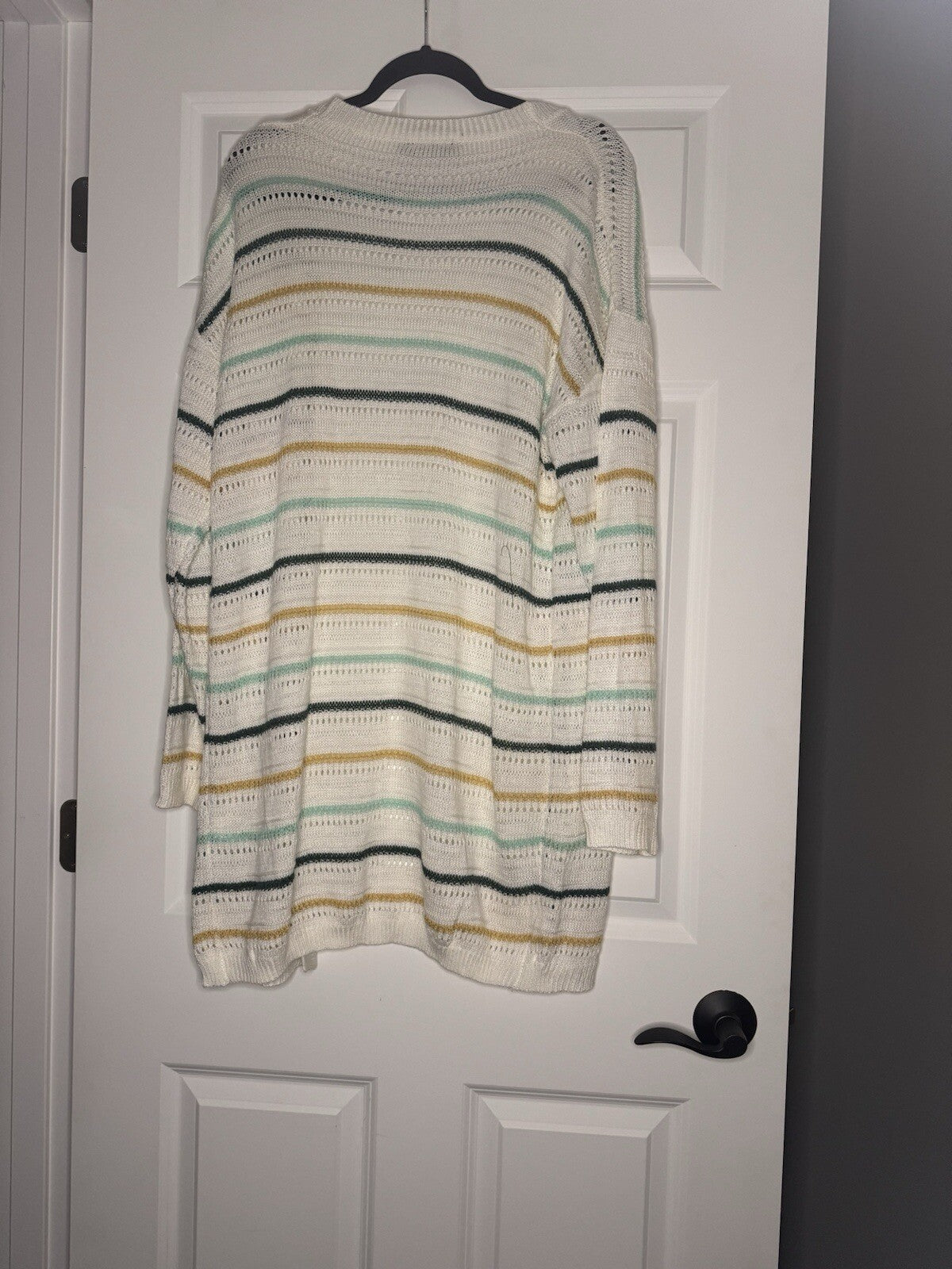 Doe And Rae Cardigan Large White W Brown And Multi shade Greens