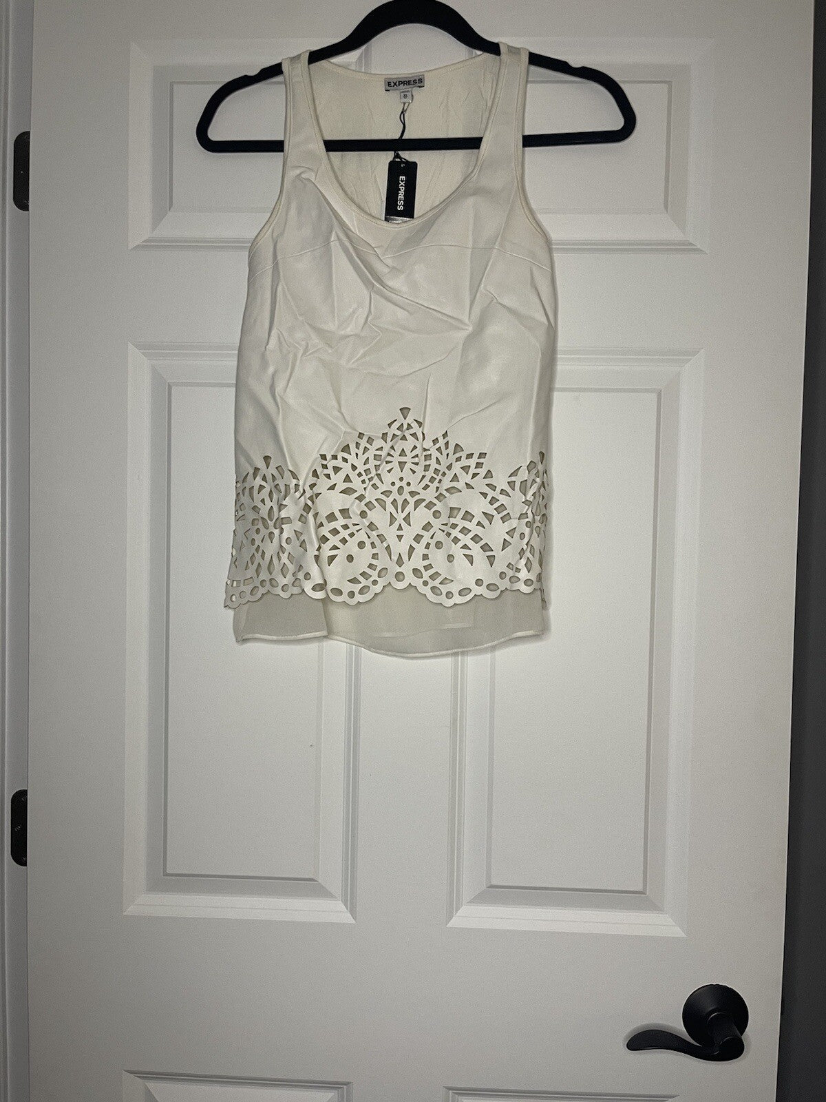 Express sleeveless pleather blouse cream xs NWT