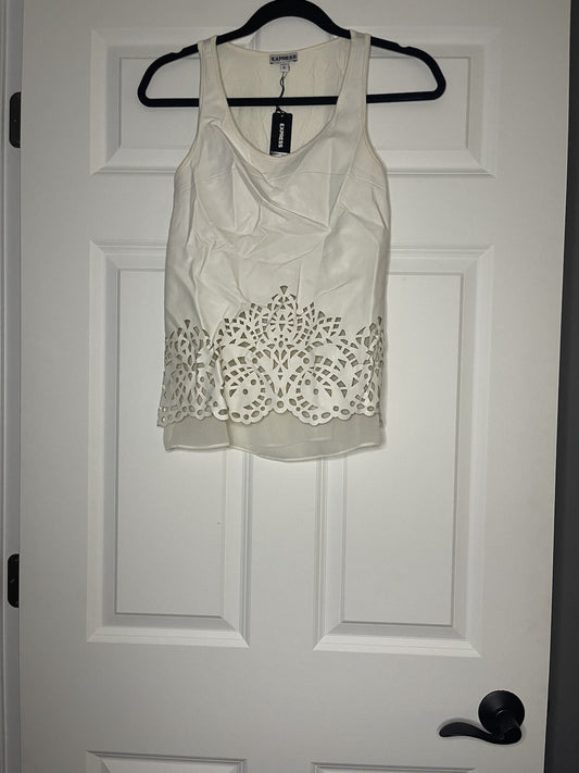 Express sleeveless pleather blouse cream xs NWT