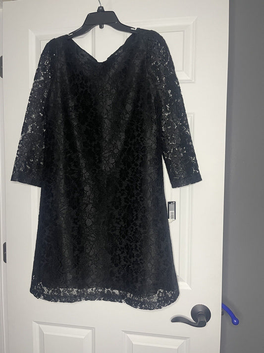 Tahari 3/4 sleeve lace dress size 8 black NWT 