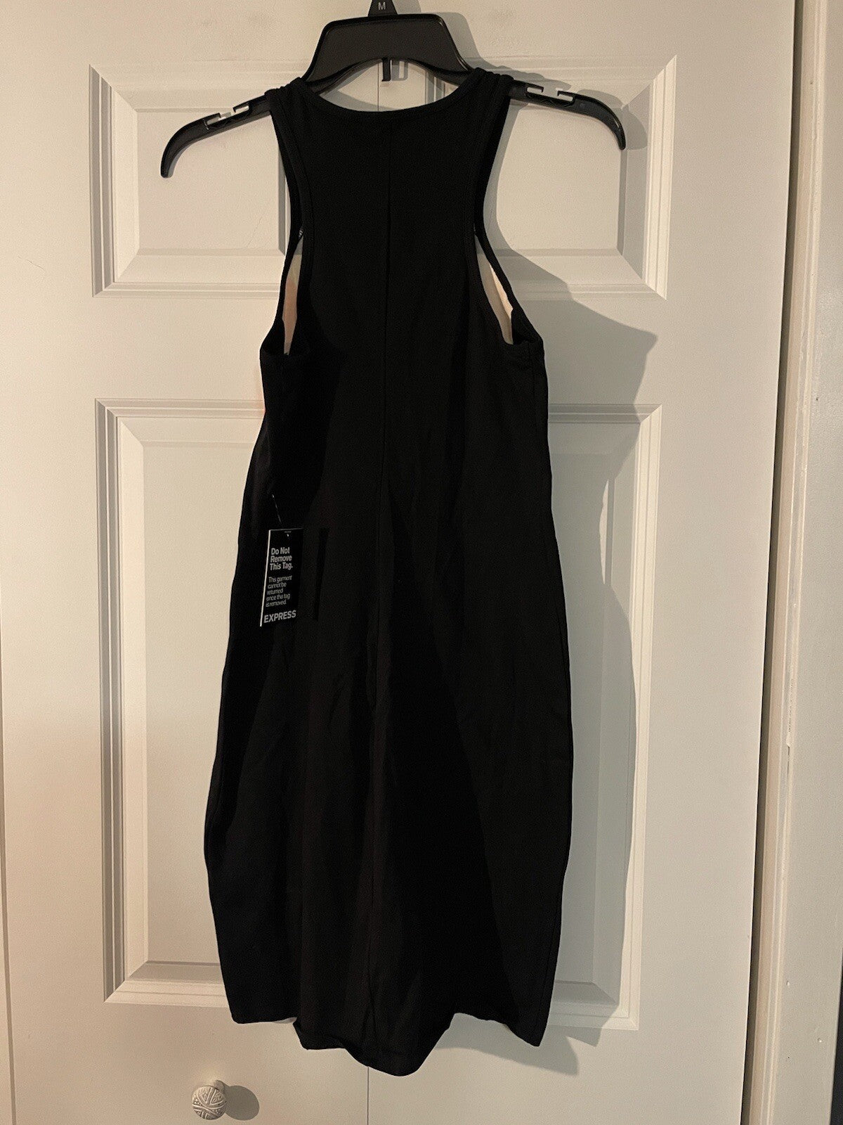 Express small sleeveless dress black white coral orange print nwt