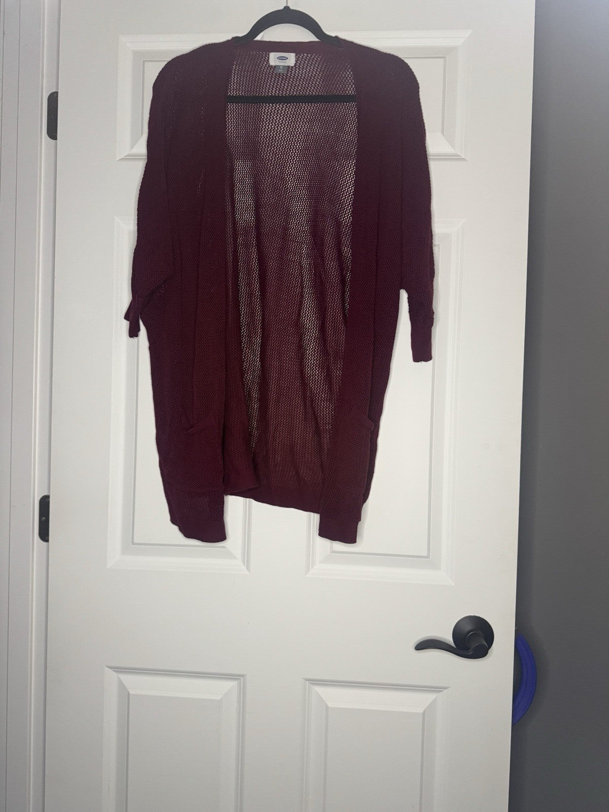 Old Navy Cardigan Mesh XS 3/4 Sleeve Maroon