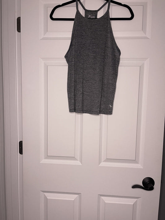Old Navy Active Go Dry Tank Small Gray Black Stripe