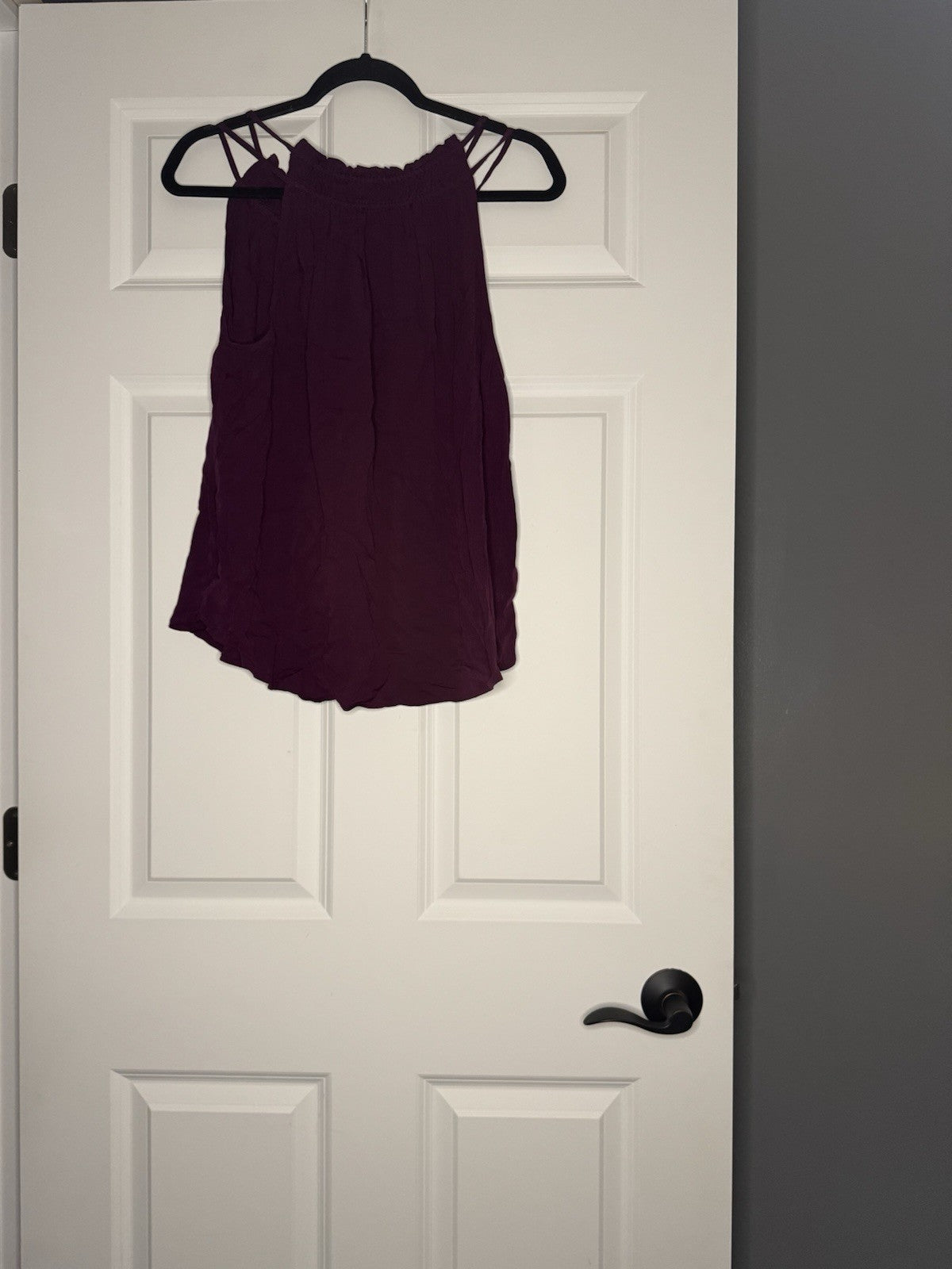 Loft Sleeveless Blouse Large Plum Tie Chest Nwt 