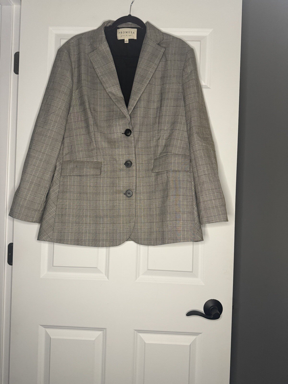 Promise Blazer Large Black Beige White Stripe 