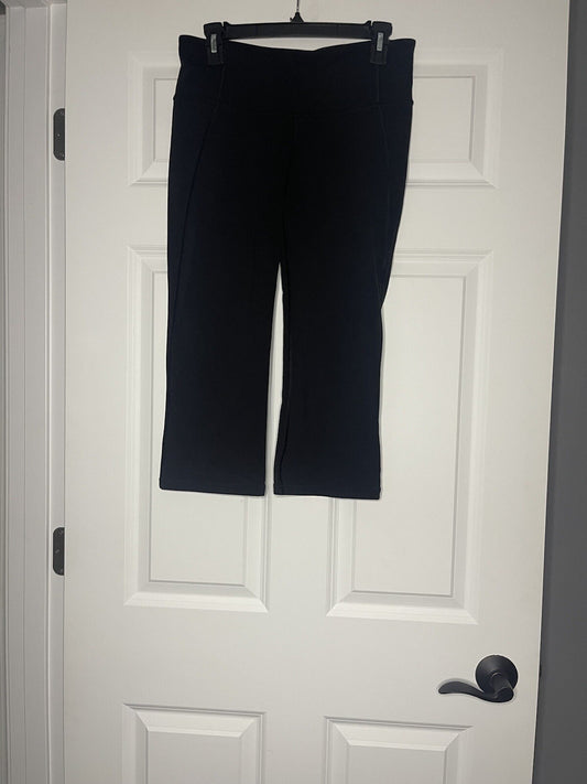 Lululemon Capri Leggings Size 8 Black W Slits In Legs
