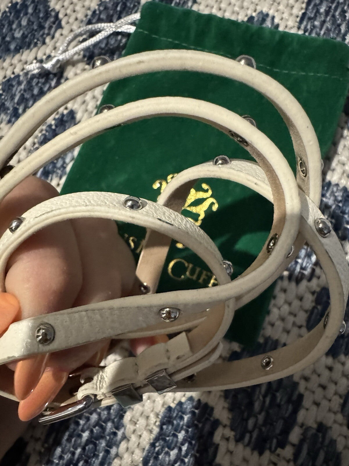 Rustic Cuff White Bracelet W Bag Small Markings Shown