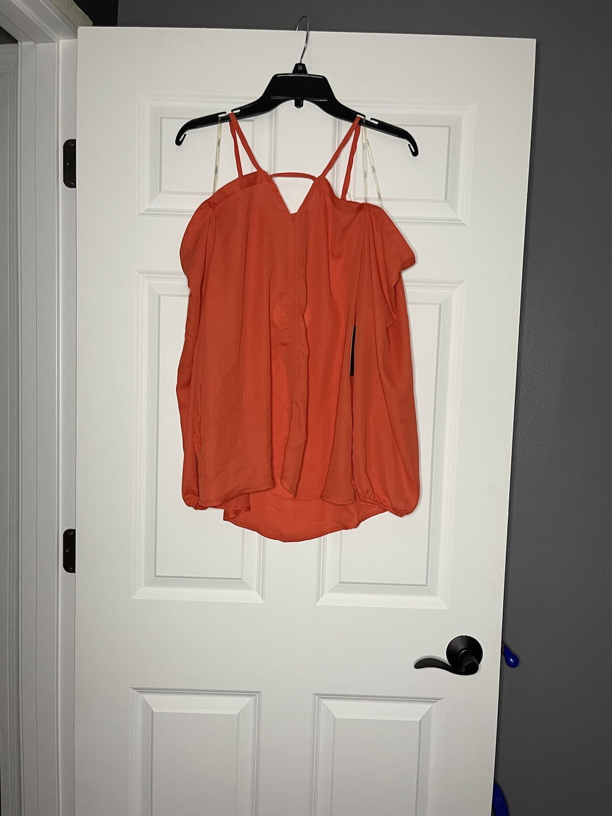 Hayden blouse medium with cut out shoulders reddish orange NWT