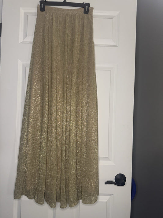 Lulus Long Skirt Small Gold Metallic Sparkle