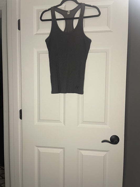 Under Armour Heat Gear Fitted Tank Large Charcoal 