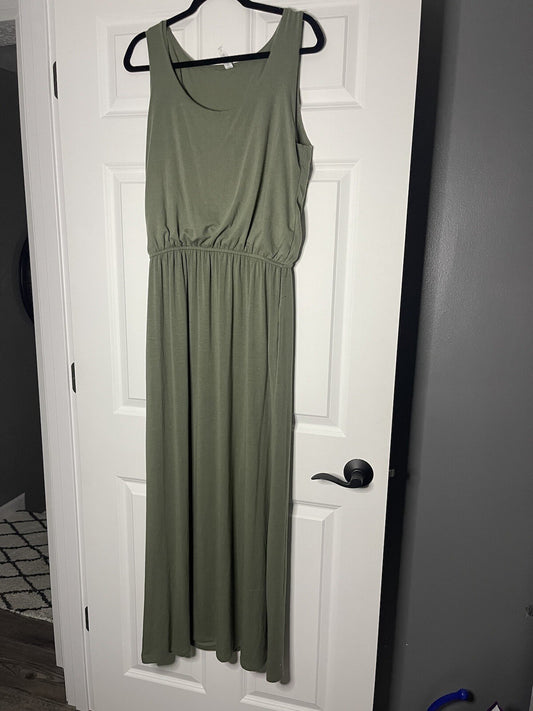 Zenana premium sleeveless maxi dress xl green 