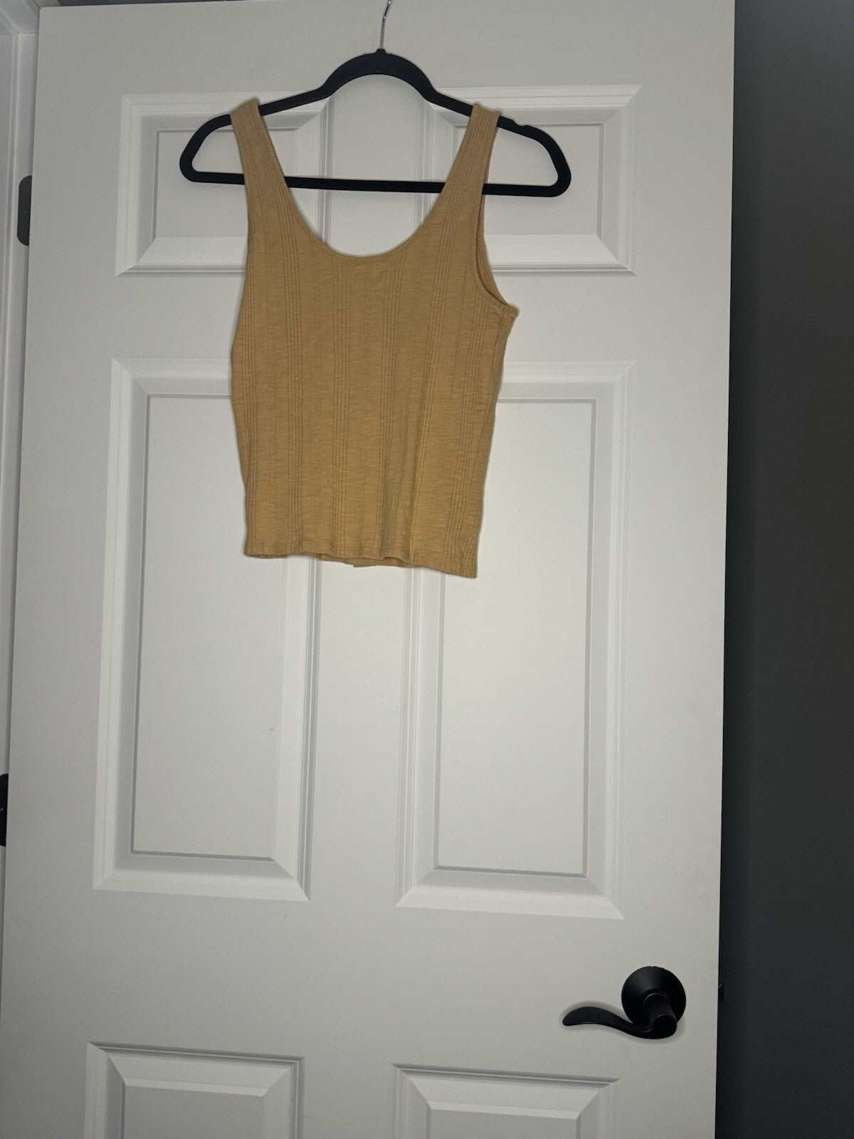 American Eagle Sleeveless Blouse Medium Ribbed Brown Button Decor 