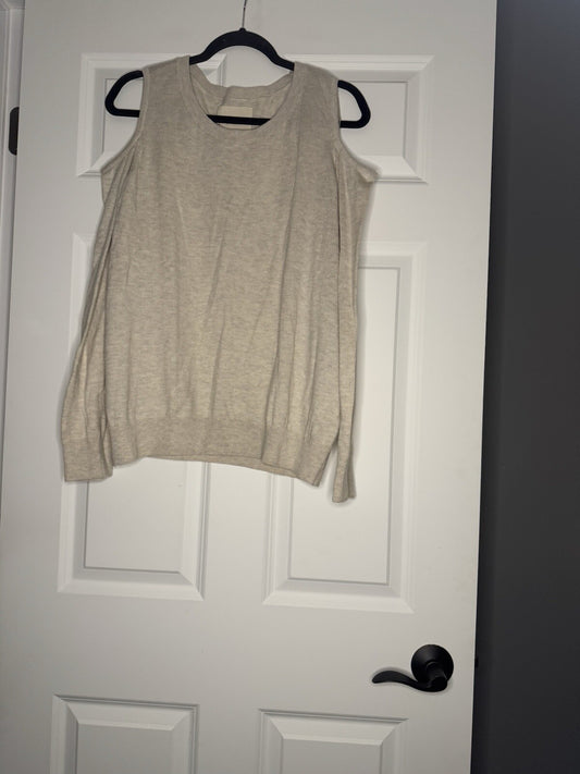 Lucky Brand Sweater Cut Out Shoulders Cloud Soft Xl Beige Heathered Nwt 89.5