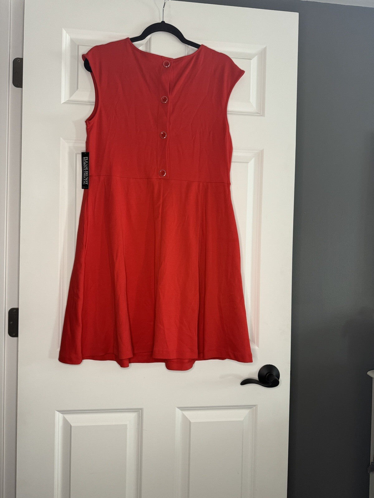 Ny And Co Sleeveless Dress Red Button Decor On Back W Pockets Large Nwt 